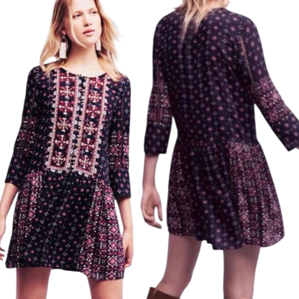 Anthropologie Vanessa Virginia Kaleidoscope Embellished Tunic Dress - Picture 4 of 10
